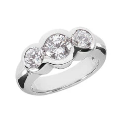 Thin 14K White Gold Ladies Diamond Ring 1.30ct
