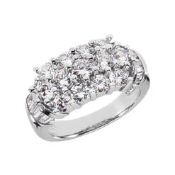 14K White Gold Ladies Diamond Ring 1.86ct 9.1mm