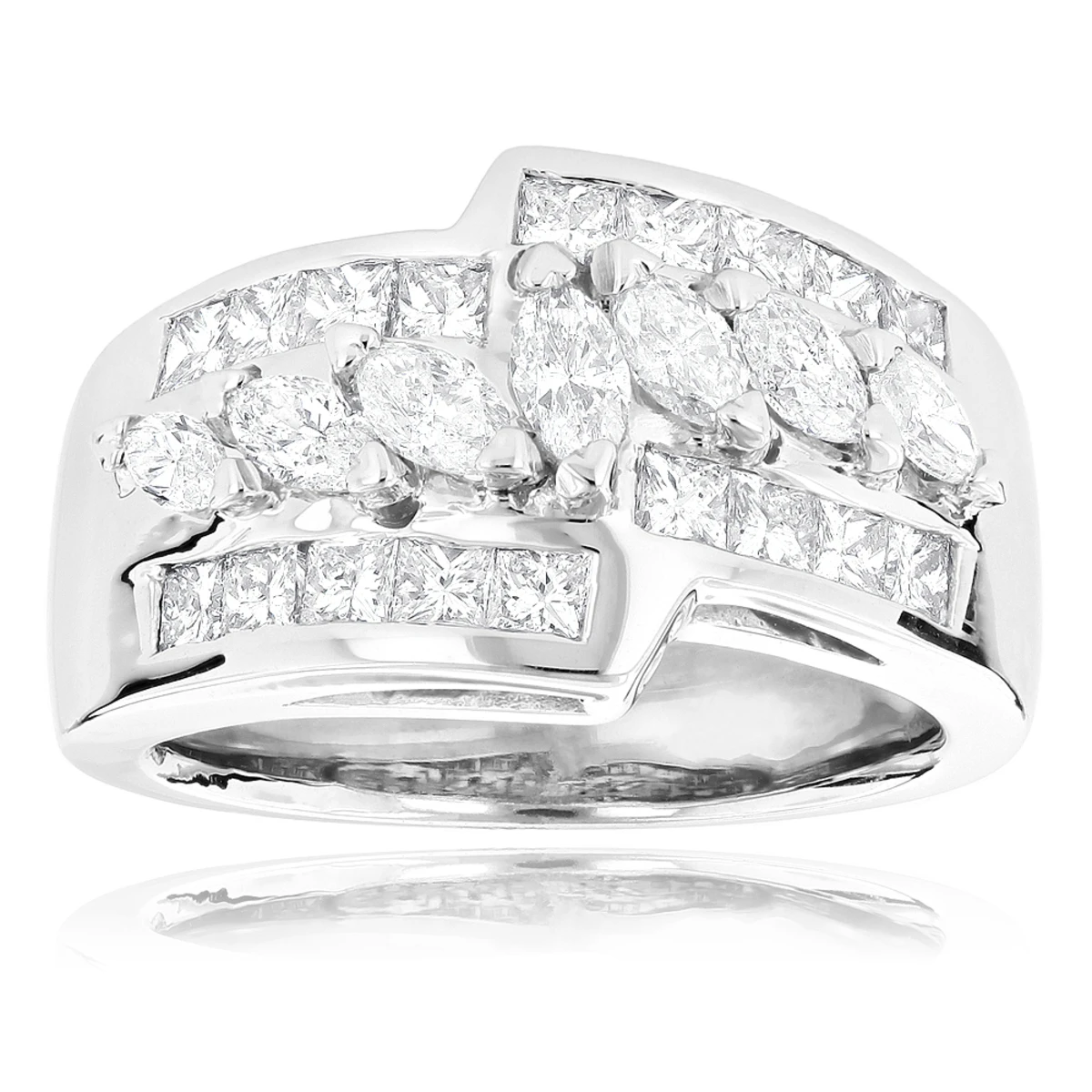 14K White Gold Ladies Diamond Ring 1.90ct 12.5mm 3 14K White Gold Ladies Diamond Ring 1.90ct 12.5mm