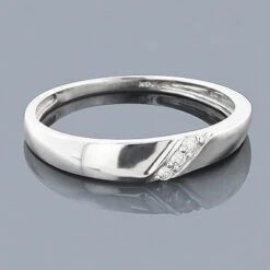 Thin 14K White Gold Ladies Diamond Wedding Band 0.04ct