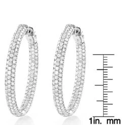 Large 5 Carat 1.5in Ladies Inside Out Diamond Hoop Earrings 14K Yellow Gold -Its Hot Jewelry Shop 14k gold ladies inside out diamond hoop earrings 5ct 15in rulerwh