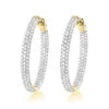 Large 5 Carat 1.5in Ladies Inside Out Diamond Hoop Earrings 14K Yellow Gold