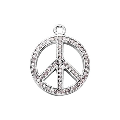 14K White Gold Ladies Peace Diamond Necklace 0.64ct 3 14K White Gold Ladies Peace Diamond Necklace 0.64ct