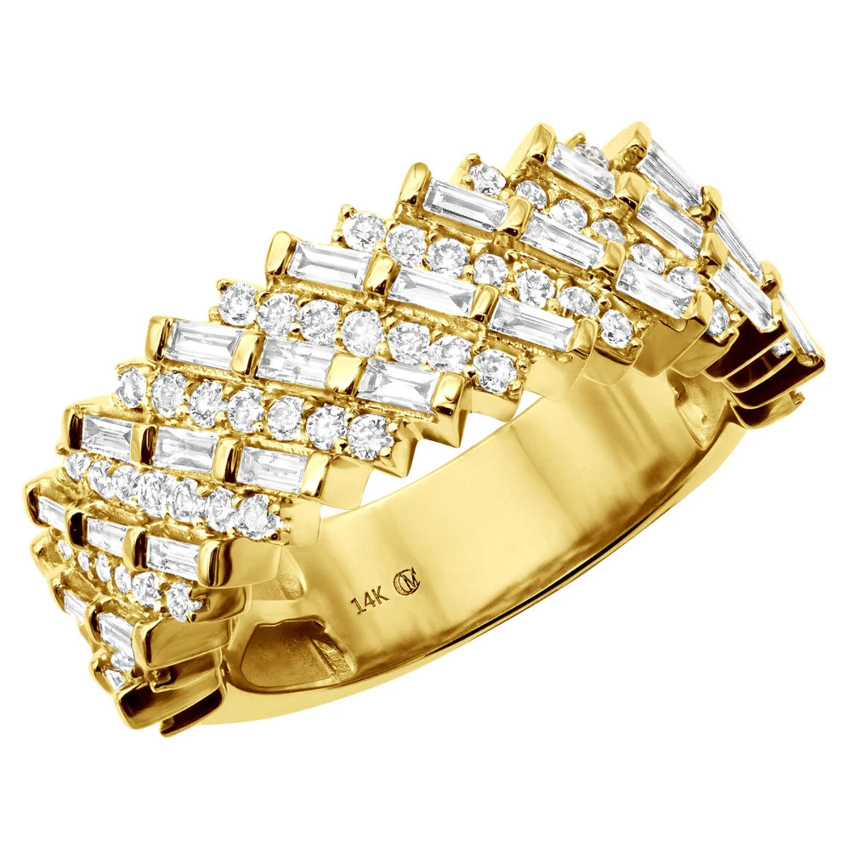 2 Carat Ladies Round & Baguette Diamonds 14K White Gold Ring Unique Wedding Band 4 2 Carat Ladies Round & Baguette Diamonds 14K White Gold Ring Unique Wedding Band - Image 2