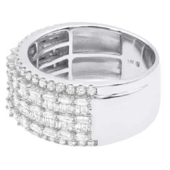 Unique Ladies Diamond Wedding Band 14K White Gold 3ct -Its Hot Jewelry Shop 14k gold ladies unique wedding band 3ct round and baguette diamond ring back white