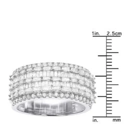 Unique Ladies Diamond Wedding Band 14K White Gold 3ct -Its Hot Jewelry Shop 14k gold ladies unique wedding band 3ct round and baguette diamond ring ruler white