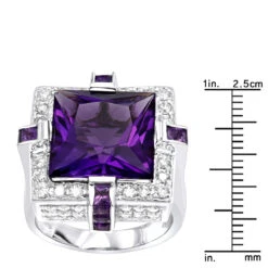 14K White Gold Large Diamond Amethyst Cocktail Ring For Women By Luxurman 14ct -Its Hot Jewelry Shop 14k gold large diamond amethyst cocktail ring for women by luxurman 14ct rulerwh
