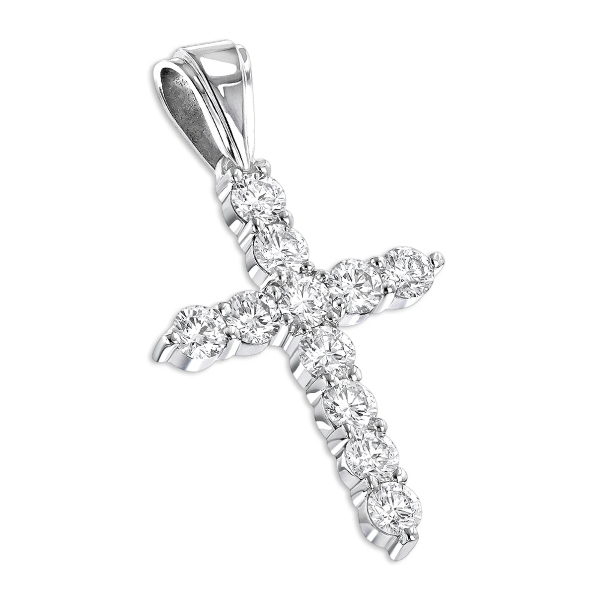 14K White Gold Large Diamond Cross Pendant For Men & Women By LUXURMAN 3.3ctw 3 14K White Gold Large Diamond Cross Pendant For Men & Women By LUXURMAN 3.3ctw