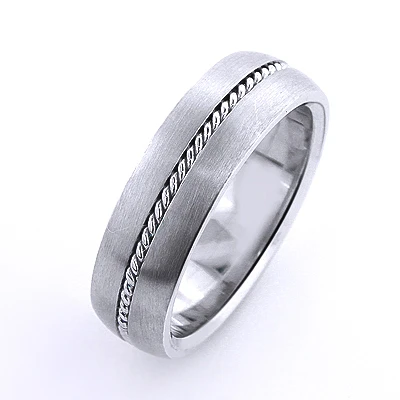 14K White Gold Little Braid Wedding Band For Men 4 14K White Gold Little Braid Wedding Band For Men - Image 2