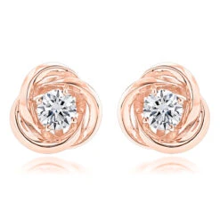 14K Yellow Gold Love Knot Diamond Earrings Solitaire Studs 1.4ct -Its Hot Jewelry Shop 14k gold love knot diamond earrings solitaire studs 14ct ro