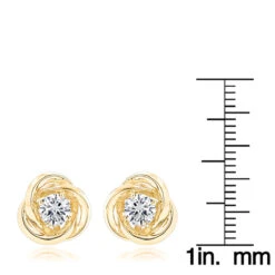 14K Yellow Gold Love Knot Diamond Earrings Solitaire Studs 1.4ct -Its Hot Jewelry Shop 14k gold love knot diamond earrings solitaire studs 14ct rulerye