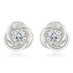 14K Yellow Gold Love Knot Diamond Earrings Solitaire Studs 1.4ct -Its Hot Jewelry Shop 14k gold love knot diamond earrings solitaire studs 14ct wh
