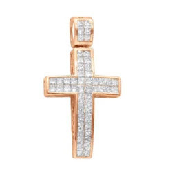 14K Yellow Gold Medium Size Princess Diamond Cross Pendant 1.5ct -Its Hot Jewelry Shop 14k gold medium size princess diamond cross pendant 15ct ro