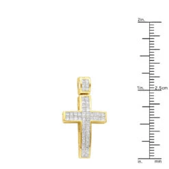14K Yellow Gold Medium Size Princess Diamond Cross Pendant 1.5ct -Its Hot Jewelry Shop 14k gold medium size princess diamond cross pendant 15ct rulerye