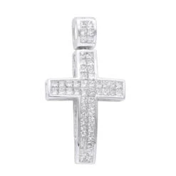 14K Yellow Gold Medium Size Princess Diamond Cross Pendant 1.5ct -Its Hot Jewelry Shop 14k gold medium size princess diamond cross pendant 15ct wh
