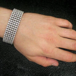 14K White Gold Men's 6-Row Flexible Diamond Bracelet 10.43ct -Its Hot Jewelry Shop 14k gold mens 6 row flexible diamond bracelet 1043ct p 5890bod