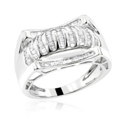 14K White Gold Men's Baguette Diamond Ring 1.23ct