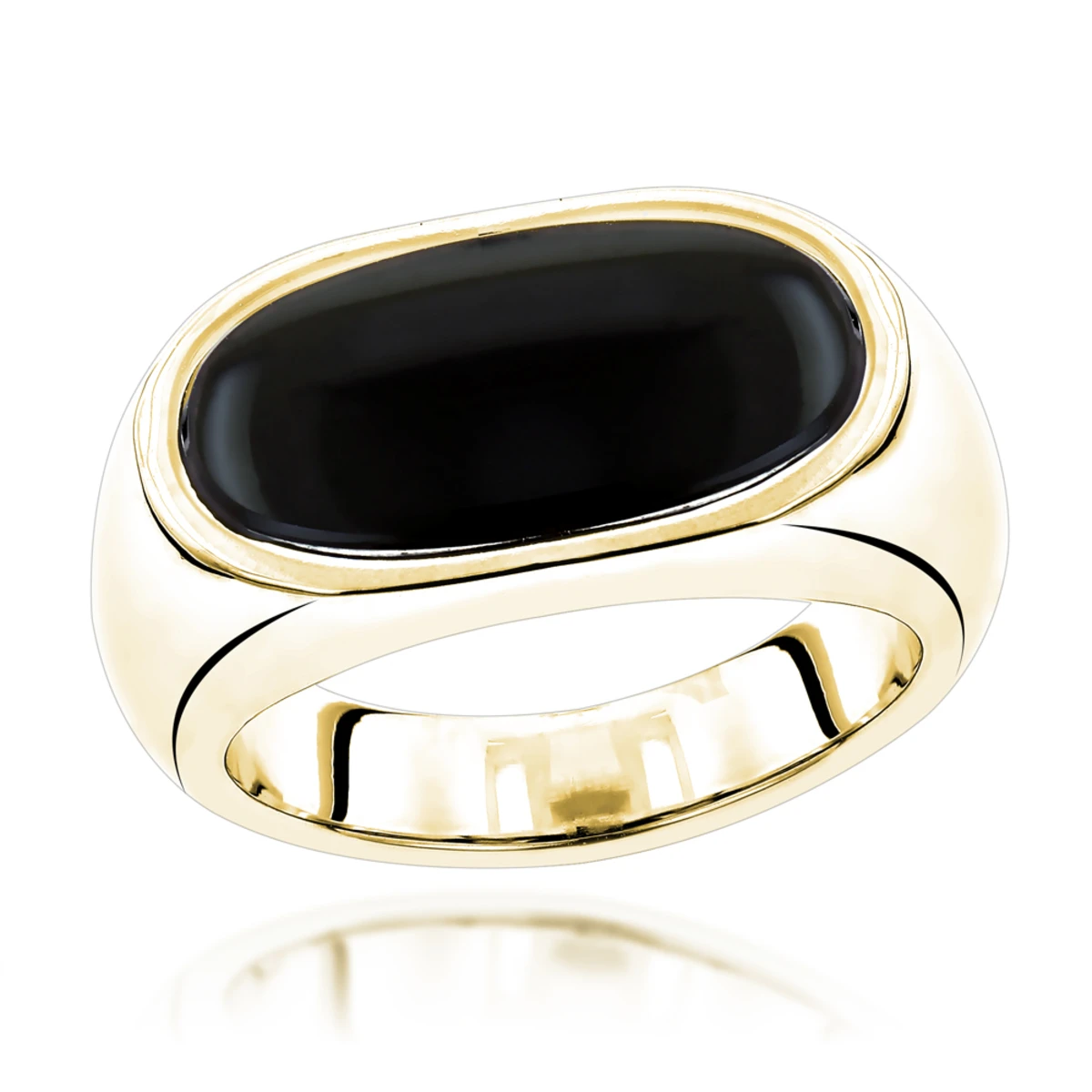 14K White Gold Men's Black Onyx Ring 8.9mm 4 14K White Gold Men's Black Onyx Ring 8.9mm - Image 2