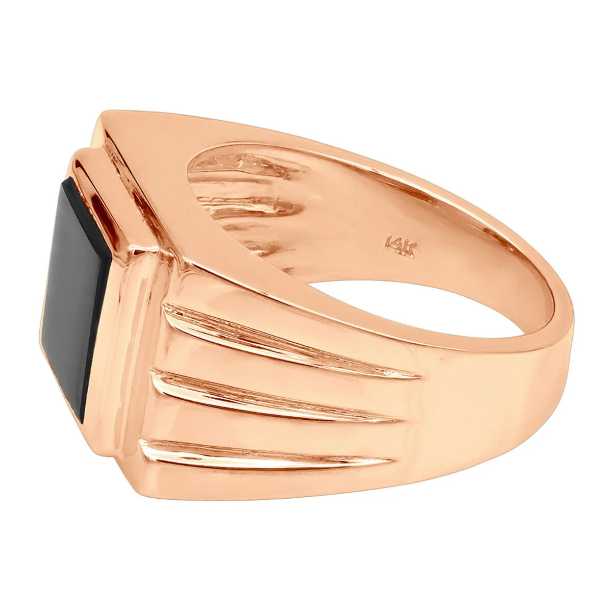 14K Yellow Gold Men's Black Onyx Ring 14.4mm 8 14K Yellow Gold Men's Black Onyx Ring 14.4mm - Image 6