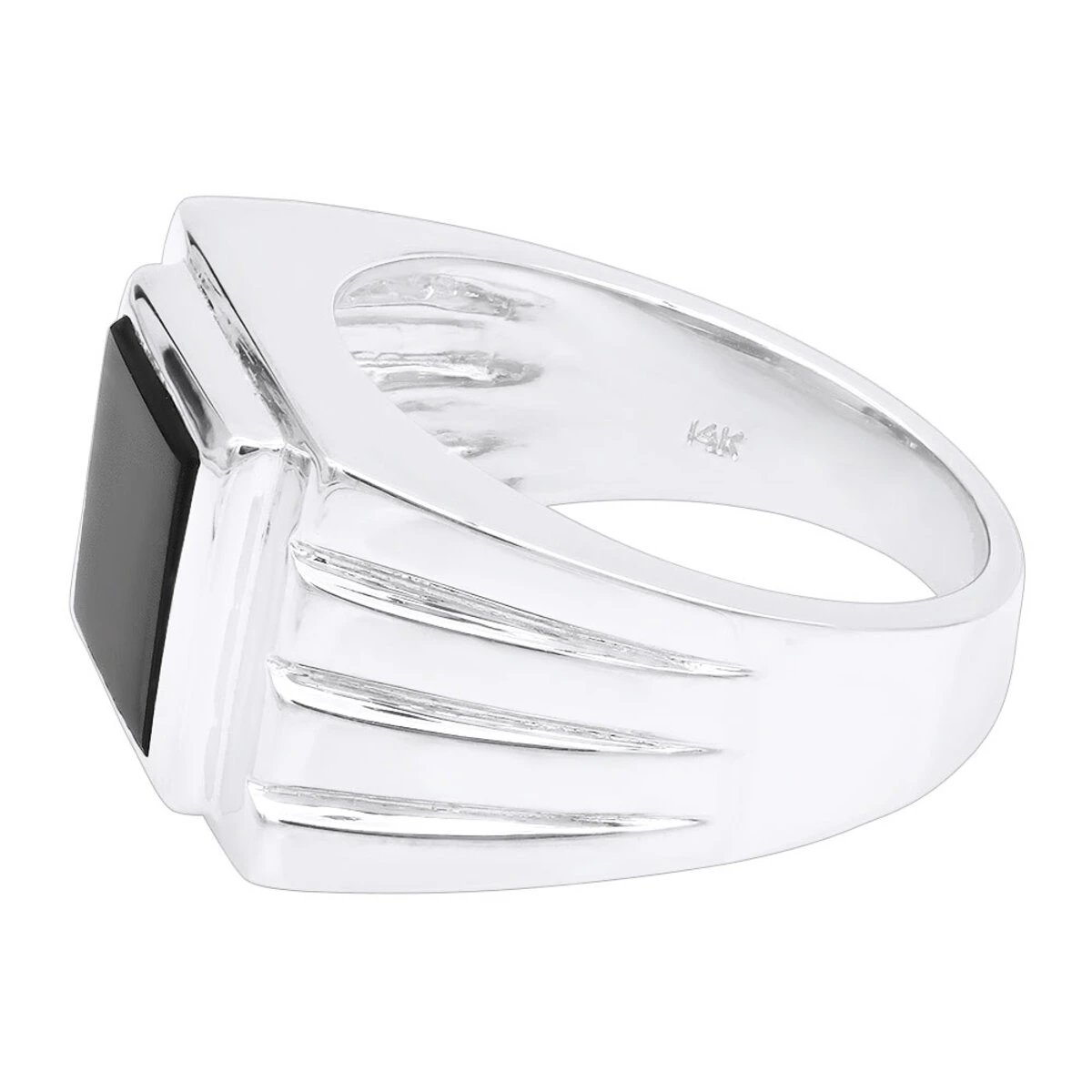 14K Yellow Gold Men's Black Onyx Ring 14.4mm 6 14K Yellow Gold Men's Black Onyx Ring 14.4mm - Image 4