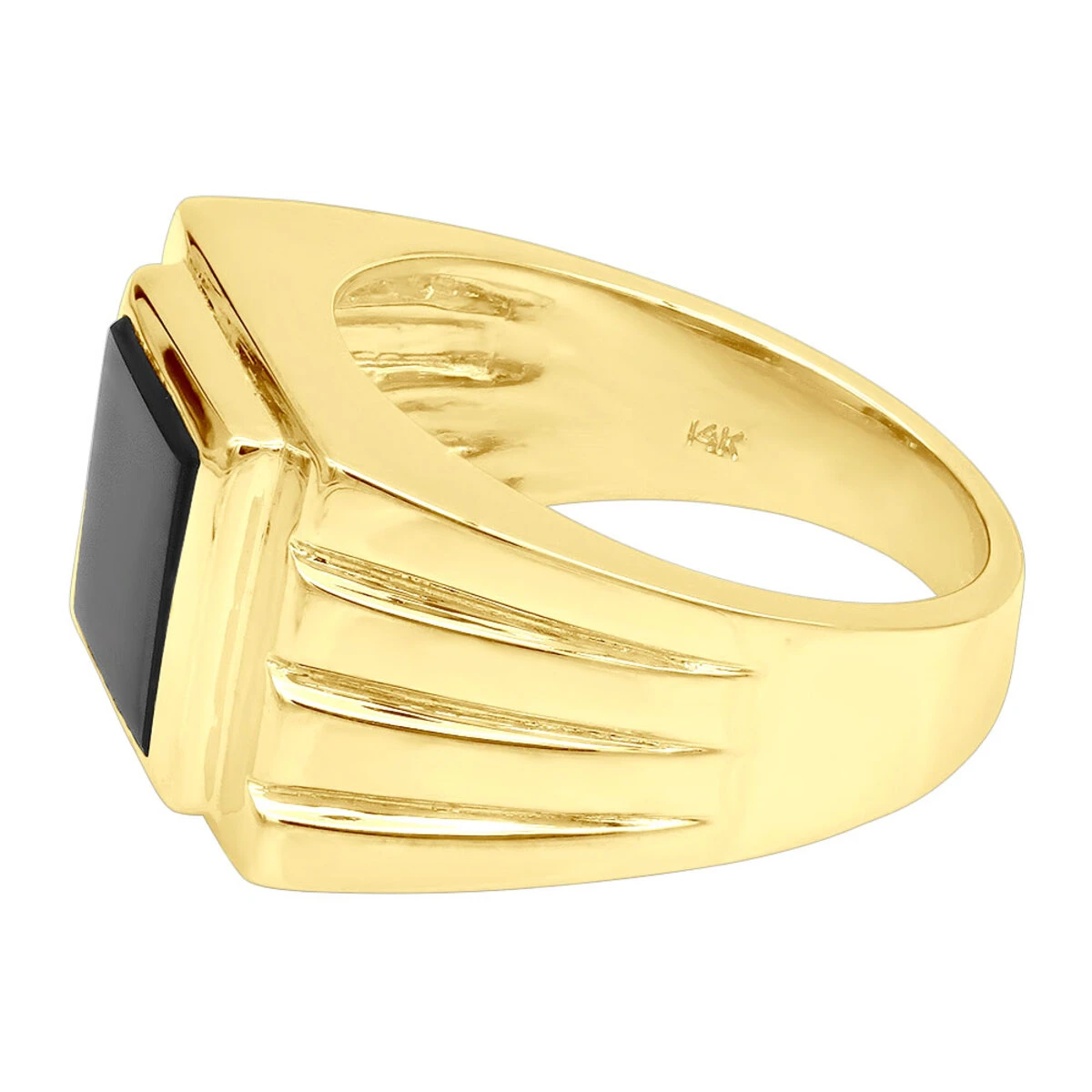 14K Yellow Gold Men's Black Onyx Ring 14.4mm 7 14K Yellow Gold Men's Black Onyx Ring 14.4mm - Image 5