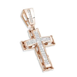 14K White Gold Men's Cross Pendant W Princess Diamonds 1 Ct -Its Hot Jewelry Shop 14k gold mens cross pendant w princess diamonds 131ct p 6587 ro