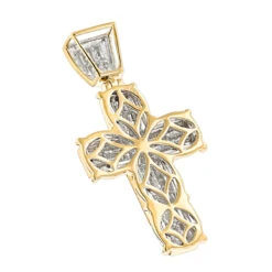 14K Yellow Gold Men's Cross Pendant W Princess Diamonds 2.25ct -Its Hot Jewelry Shop 14k gold mens cross pendant w princess diamonds 249ct p 6588 backye