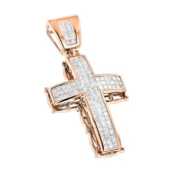 14K Yellow Gold Men's Cross Pendant W Princess Diamonds 2.25ct -Its Hot Jewelry Shop 14k gold mens cross pendant w princess diamonds 249ct p 6588 ro