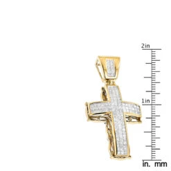 14K Yellow Gold Men's Cross Pendant W Princess Diamonds 2.25ct -Its Hot Jewelry Shop 14k gold mens cross pendant w princess diamonds 249ct p 6588 rulerye