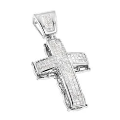 14K Yellow Gold Men's Cross Pendant W Princess Diamonds 2.25ct -Its Hot Jewelry Shop 14k gold mens cross pendant w princess diamonds 249ct p 6588 wh
