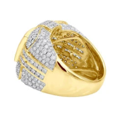 Oversized 14K Yellow Gold Men's Designer Diamond Ring 4.01ct -Its Hot Jewelry Shop 14k gold mens designer diamond ring 401ct p 7205 backye