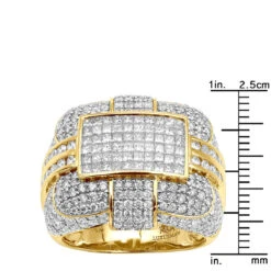 Oversized 14K Yellow Gold Men's Designer Diamond Ring 4.01ct -Its Hot Jewelry Shop 14k gold mens designer diamond ring 401ct p 7205 rulerye