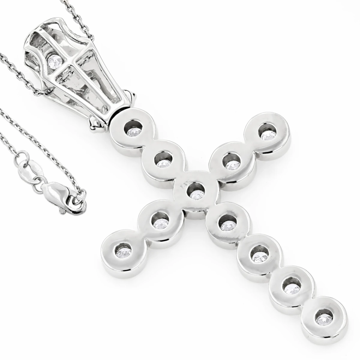 14K White Gold Men's Diamond Cross Pendant 0.98ct 6 14K White Gold Men's Diamond Cross Pendant 0.98ct - Image 4