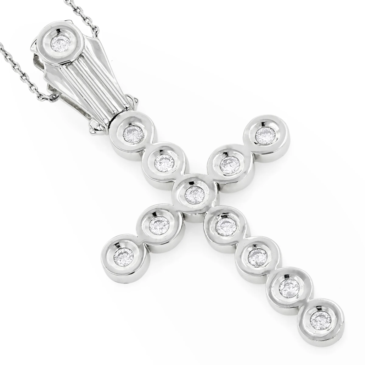 14K White Gold Men's Diamond Cross Pendant 0.98ct 3 14K White Gold Men's Diamond Cross Pendant 0.98ct