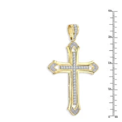 Large 14K Yellow Gold Men's Diamond Cross Pendant 2ct 3.5 Inches Long -Its Hot Jewelry Shop 14k gold mens diamond cross pendant 200ct p 40344 rulerye