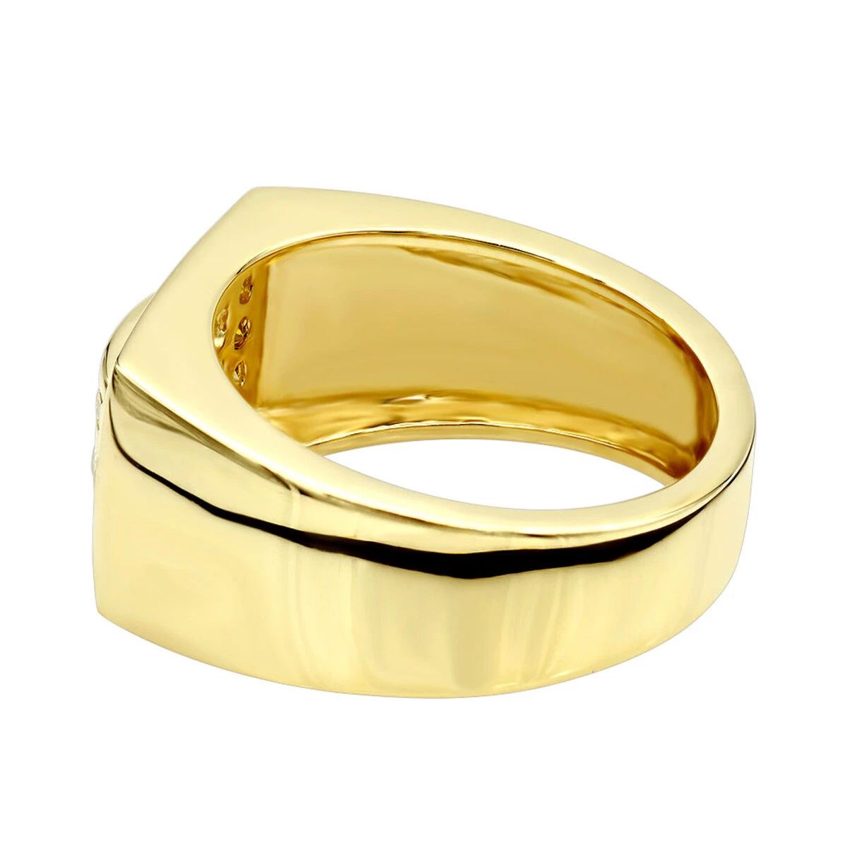 14K Yellow Gold Men's Diamond Pinky Ring White Yellow 0.60ct 7 14K Yellow Gold Men's Diamond Pinky Ring White Yellow 0.60ct - Image 5
