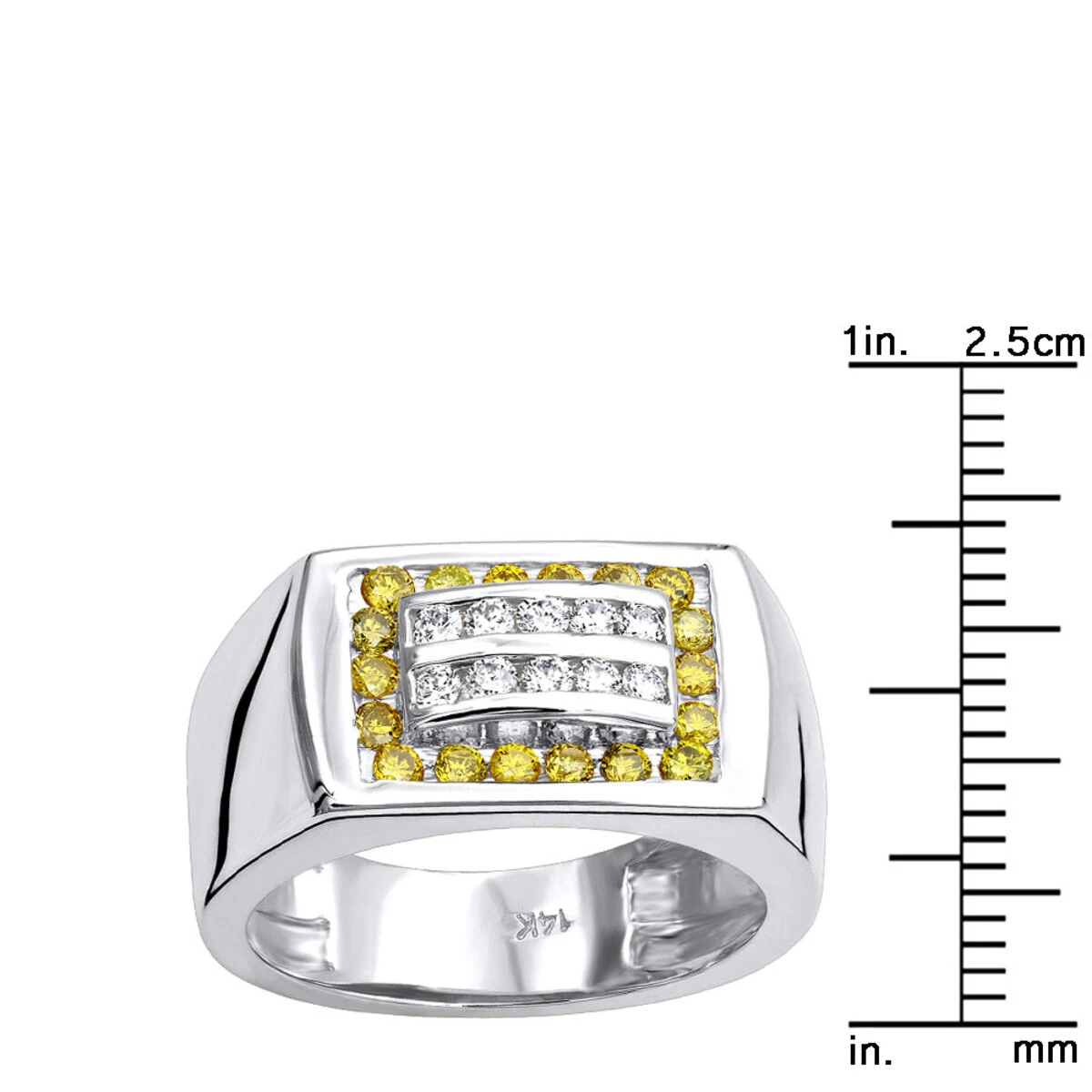 14K Yellow Gold Men's Diamond Pinky Ring White Yellow 0.60ct 12 14K Yellow Gold Men's Diamond Pinky Ring White Yellow 0.60ct - Image 10