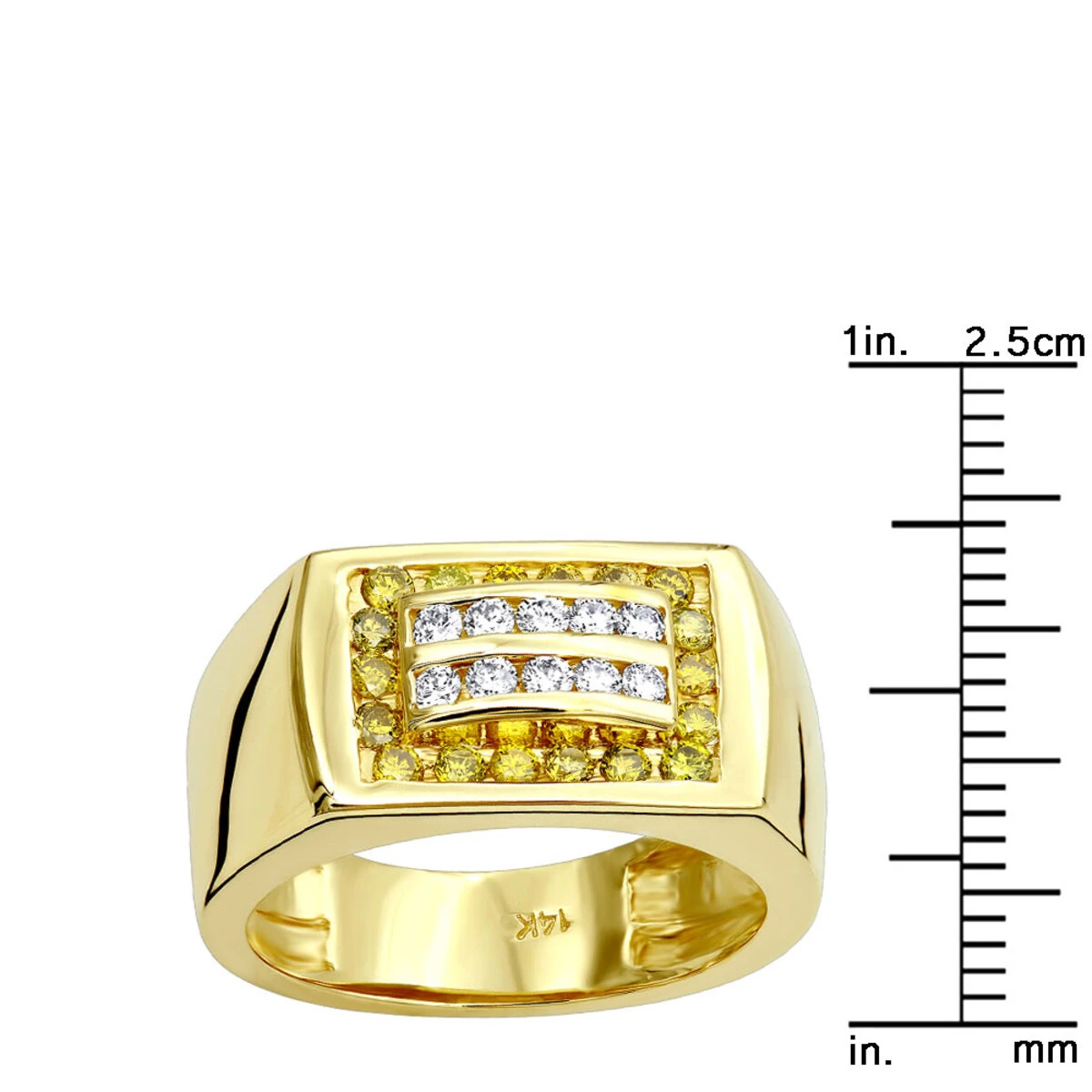 14K Yellow Gold Men's Diamond Pinky Ring White Yellow 0.60ct 13 14K Yellow Gold Men's Diamond Pinky Ring White Yellow 0.60ct - Image 11
