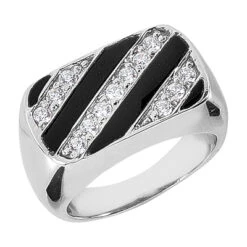 14K White Gold Men's Diamond Ring 0.33ct