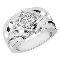 14K White Gold Men's Diamond Ring 0.45ct 13.3mm