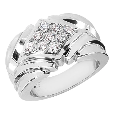 14K White Gold Men's Diamond Ring 0.45ct 13.3mm 3 14K White Gold Men's Diamond Ring 0.45ct 13.3mm