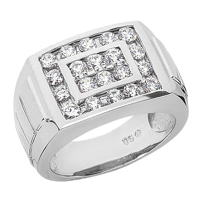 14K White Gold Men's Diamond Ring 0.78ct 13.1mm 3 14K White Gold Men's Diamond Ring 0.78ct 13.1mm