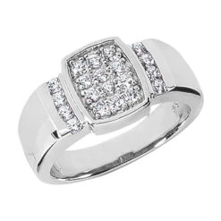 14K White Gold Men's Diamond Ring 0.80ct 8.8mm