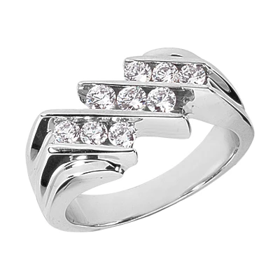 14K White Gold Men's Diamond Ring 0.84ct 3 14K White Gold Men's Diamond Ring 0.84ct