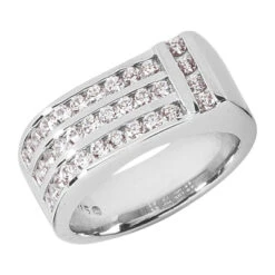14K White Gold Men's Diamond Ring 1.10ct
