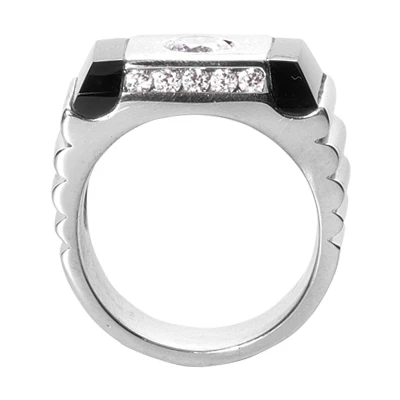 14K White Gold Men's Diamond Ring 1.15ct 5 14K White Gold Men's Diamond Ring 1.15ct - Image 3