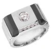 14K White Gold Men's Diamond Ring 1.15ct