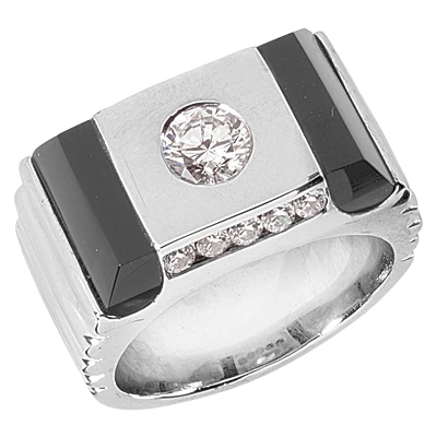14K White Gold Men's Diamond Ring 1.15ct 3 14K White Gold Men's Diamond Ring 1.15ct