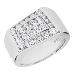14K White Gold Men's Diamond Ring 1.32ct 11.3mm