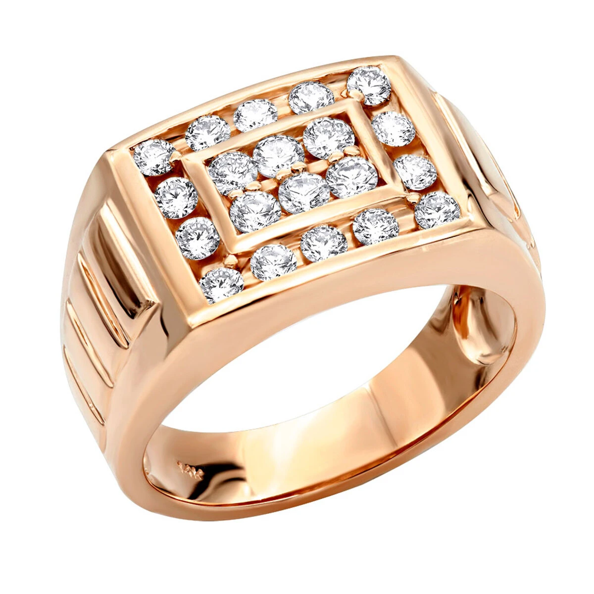 14K Yellow Gold Men's Diamond Ring 1.32ct 13.5mm 5 14K Yellow Gold Men's Diamond Ring 1.32ct 13.5mm - Image 3